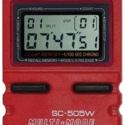 Robic SC-505W Multi-Mode Chronograph Stopwatch, 12 Lap Memory, Red