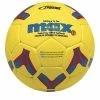 Sportime Max Size 5 ProRubber Soccer Ball, Yellow With Red-and-Blue Linear Design