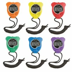 Champion Sports Champion Water Resistant Sports Stopwatch Set, 1/100th Seconds, Plastic, Multiple Color, Set Of 6