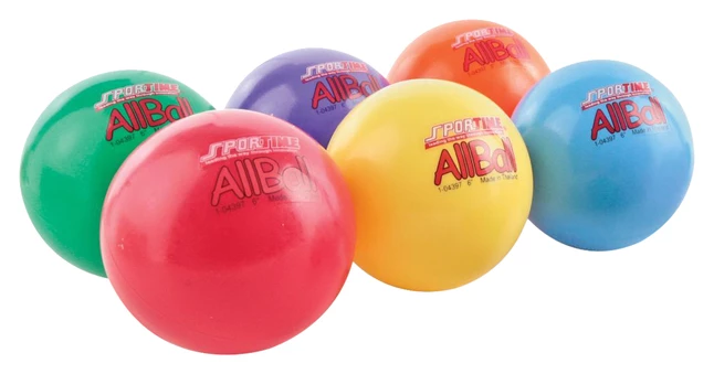 Sportime Inflatable All-Balls, Multi-Purpose, 6 Inches, Assorted Colors, Set Of 6