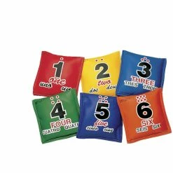 Sportime Tri-Lingual Sequencing Educational Bean Bags, Assorted Colors, Set Of 6