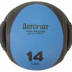 Aeromat Dual Grip Power Medicine Ball, 14 Pounds, Blue And Black