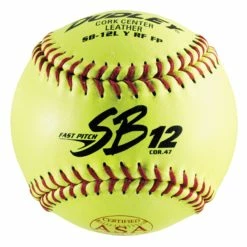 Dudley SB12L Fast Pitch Leather Softball, 12 Inches, Neon Yellow