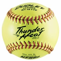 Dudley NFHS Thunder Heat Leather Fast Pitch Softball, 12 Inches, Neon Yellow