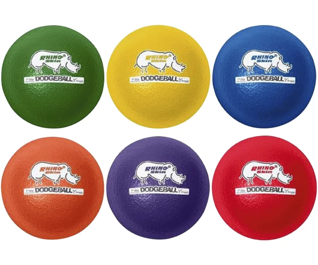 Rhino Skin Dodgeballs, 7 Inches, Assorted Colors, Set Of 6