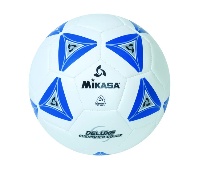 Mikasa Size 4 Deluxe Cushioned Soccer Ball, Ages 8 To 12, 25 Inch Diameter, White/Blue