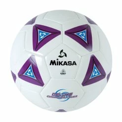 Mikasa Size 4 Deluxe Cushioned Soccer Ball, Ages 8 To 12, 25 Inch Diameter, White/Purple