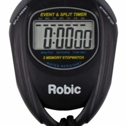 Robic SC-539 Water Resistant Event And Split Time 2 Memory Stopwatch, Black