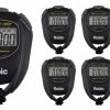 Robic 2 Split Memory Water Resistant Stopwatch, Black, Set Of 7