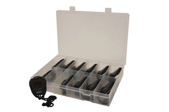 Robic 2 Split Memory Stopwatches, Pack Of 12 With Case 1 Robic 2 Split Memory Stopwatches, Pack Of 12 With Case