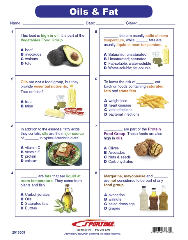 Sportime Oils & Fat Visual Learning Guide, 4 Pages, Grades 5 To 9 - Image 2