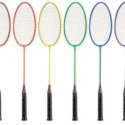 Champion Sports Champion Badminton Tempered Steel Shaft And Frame Racket, Coated Steel Strings, Set Of 6