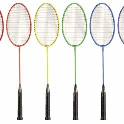 Champion Sports Champion Badminton Tempered Steel Shaft And Frame Rackets, Nylon Strings, Set Of 6