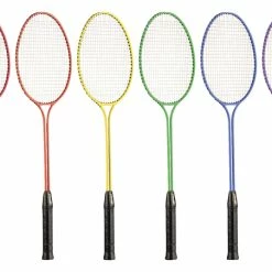Champion Sports Champion Badminton Tempered Steel Twin-Shaft And Frame Racket, Nylon Strings, Set Of 6