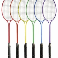 Champion Sports Champion Badminton Tempered Steel Twin-Shaft And Frame Racket, Coated Steel Strings, Set Of 6