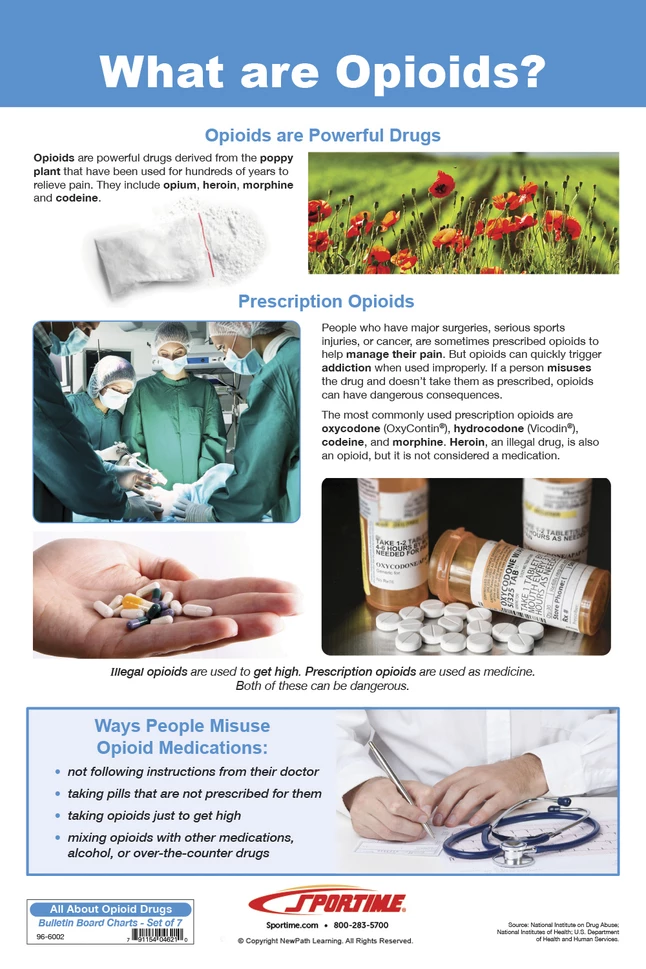 Sportime All About Opioid Drugs Bulletin Board Charts, Set Of 7, Grades 5 To 12 - Image 2