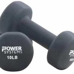 Power Systems Premium Neoprene Dumbbells, 10 Pounds, Black