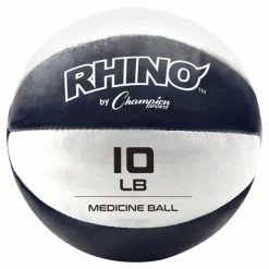 Champion Sports Rhino Leather Medicine Ball, 10 Pounds, Navy/White