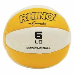 Champion Sports Rhino Leather Medicine Ball, 6 Pounds, Yellow/White