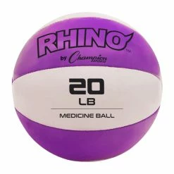 Champion Sports Rhino Leather Medicine Ball, 20 Pounds, Purple/White