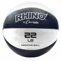 Champion Sports Rhino Leather Medicine Ball, 22 Pounds, Black/White
